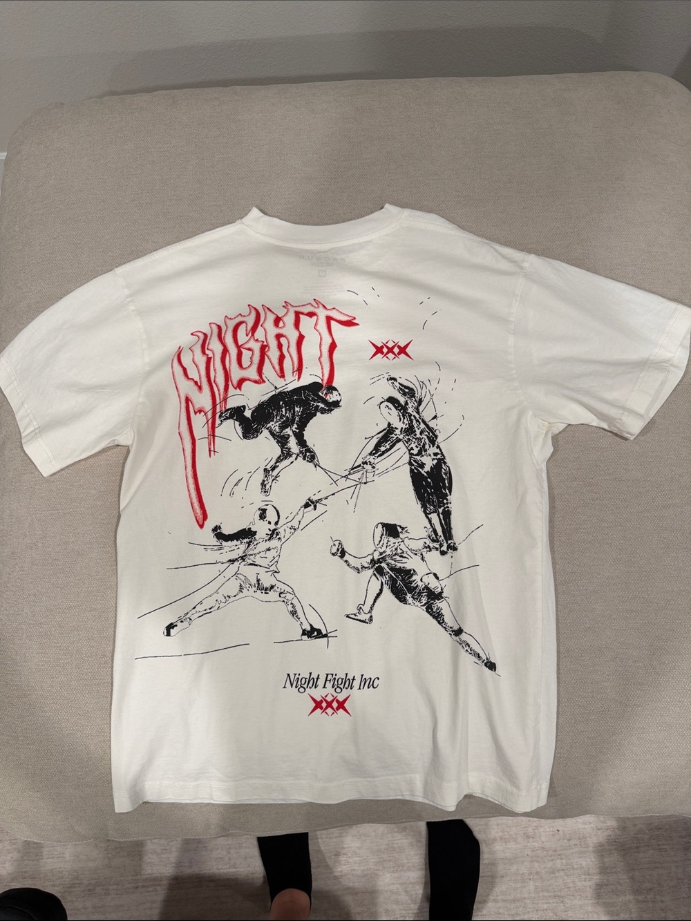 PacSun White Short-Sleeve Graphic Tee with Red & Black Artwork